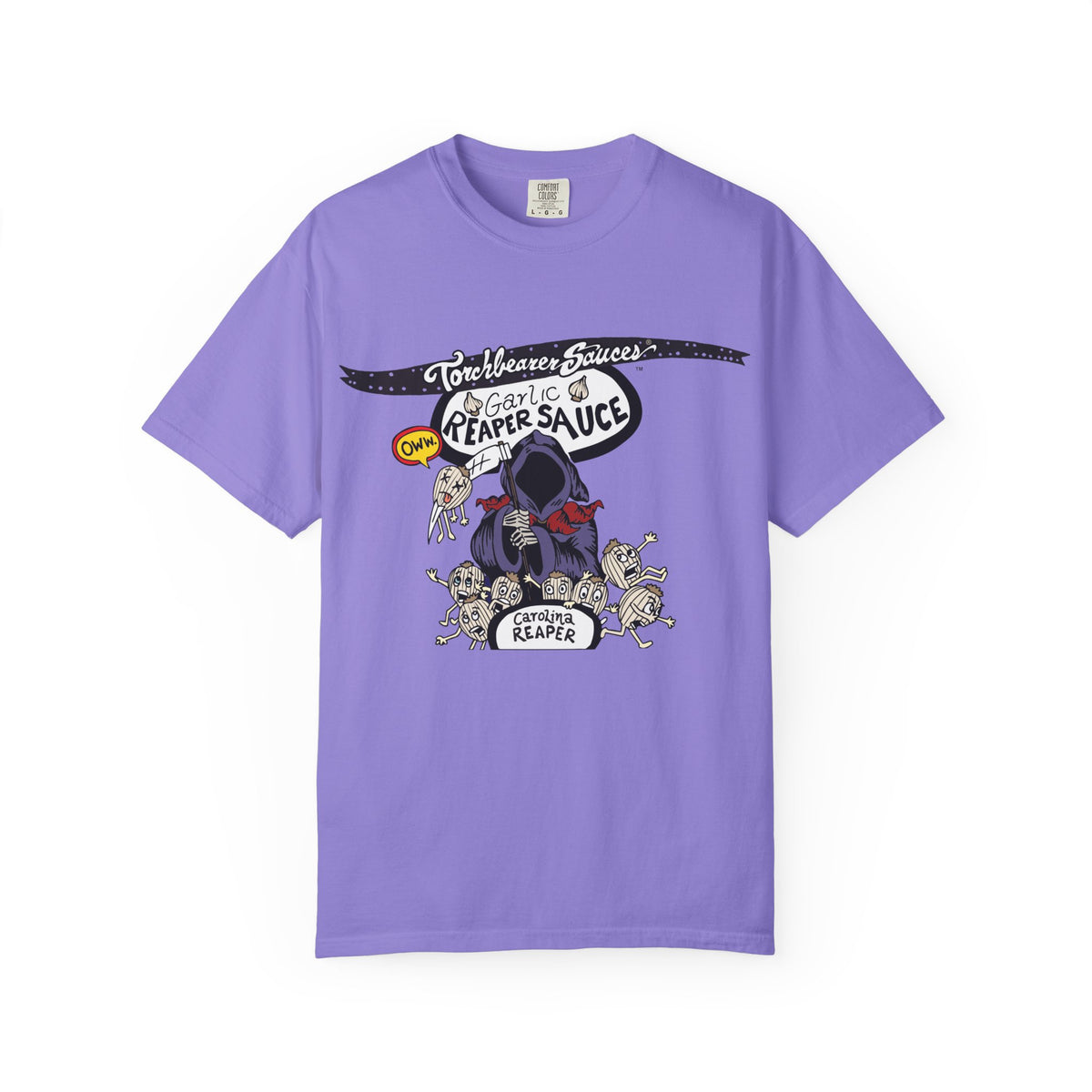 Garlic Reaper Character T-shirt (multiple colors available) - TorchBearer Sauces