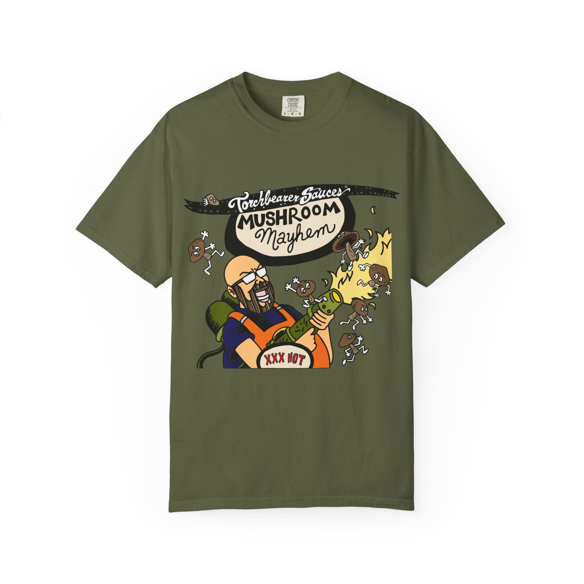 Mushroom Mayhem Character T-shirt (multiple colors available) - TorchBearer Sauces