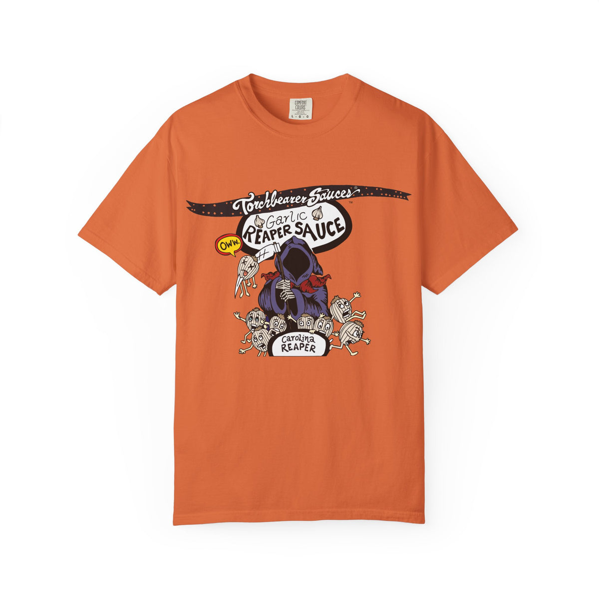 Garlic Reaper Character T-shirt (multiple colors available) - TorchBearer Sauces