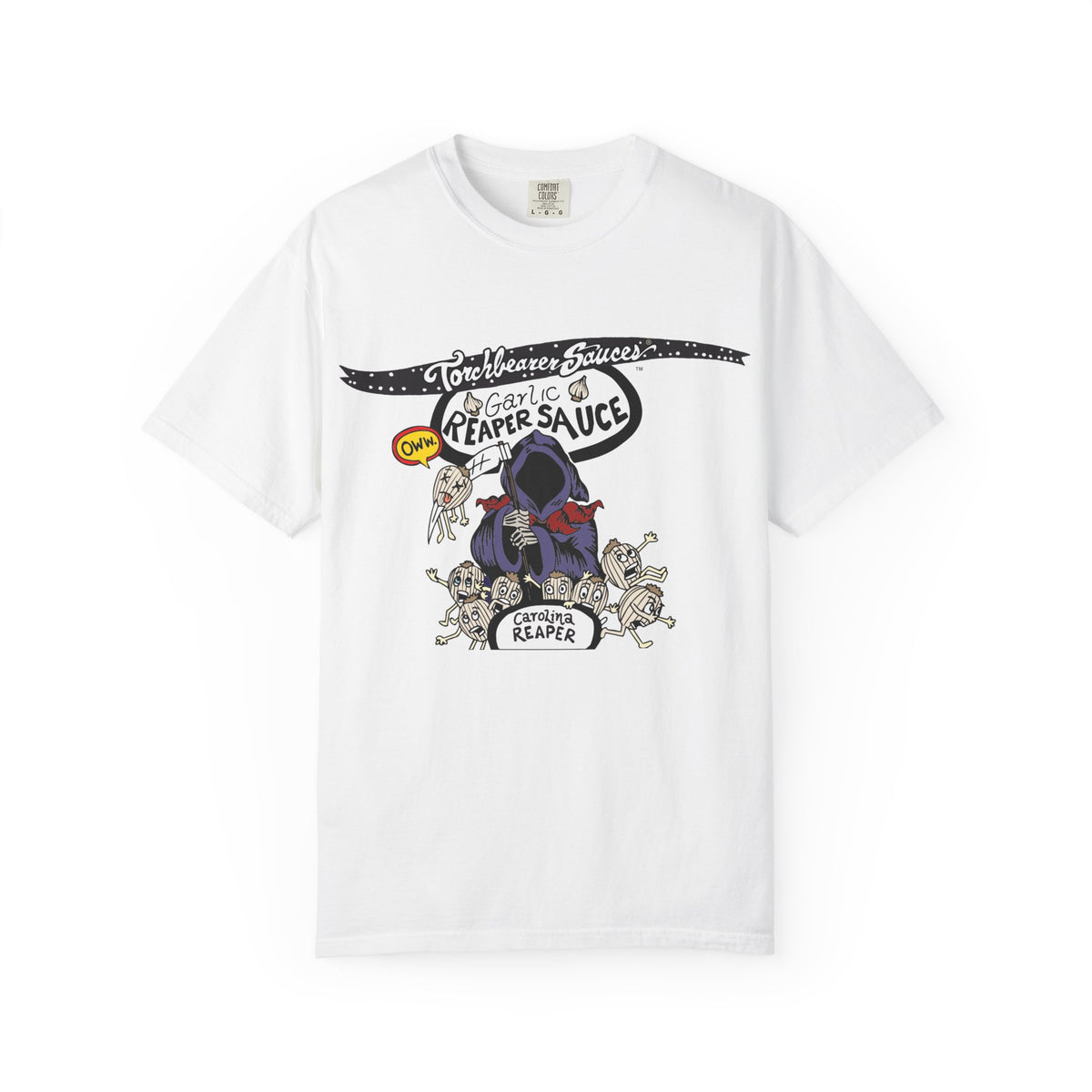 Garlic Reaper Character T-shirt (multiple colors available) - TorchBearer Sauces