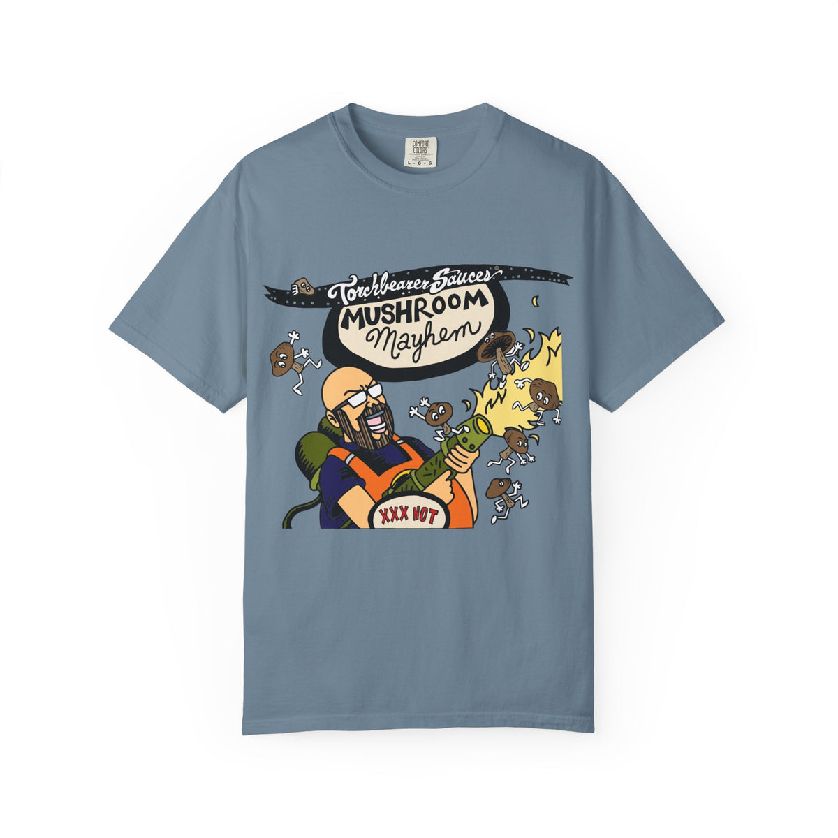 Mushroom Mayhem Character T-shirt (multiple colors available) - TorchBearer Sauces