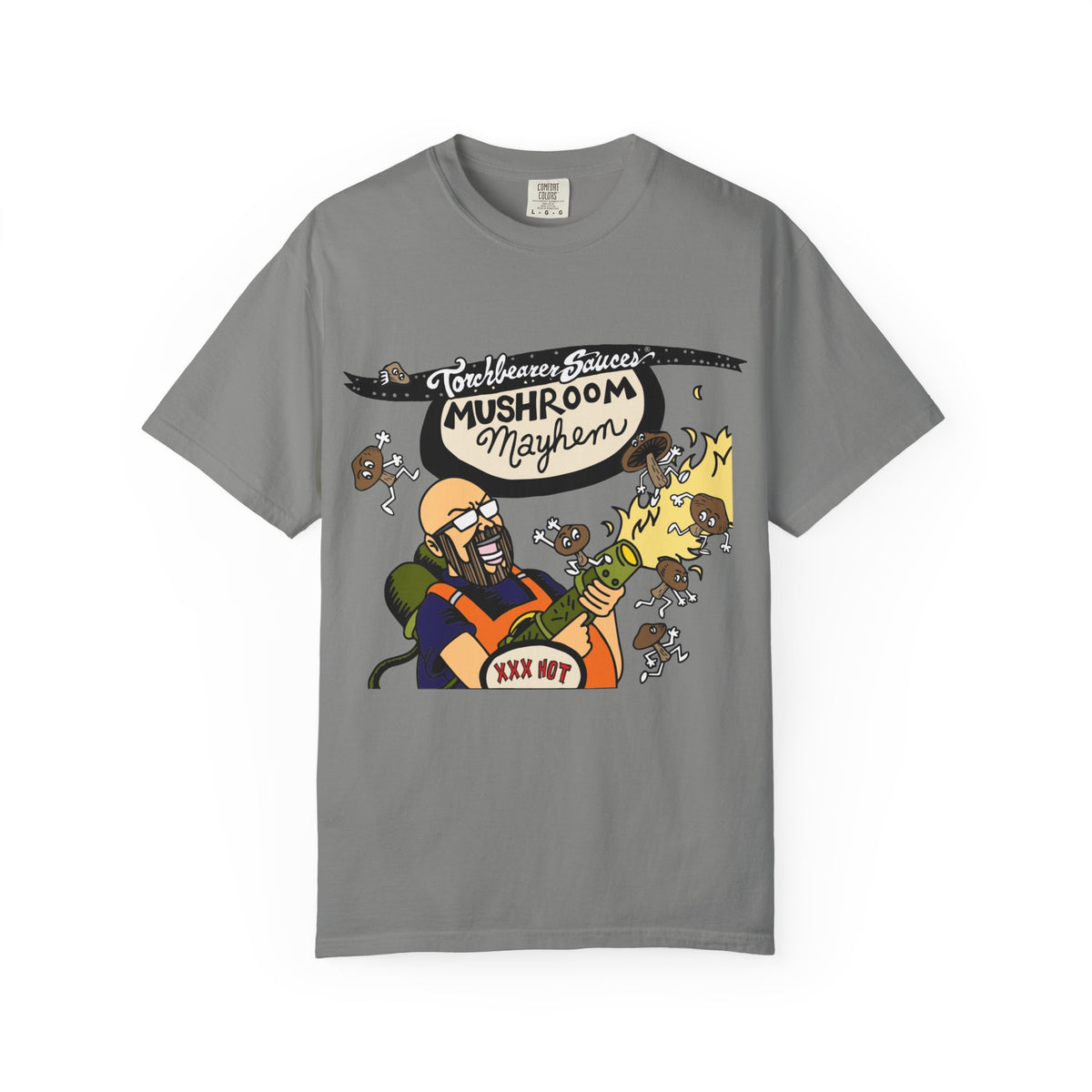 Mushroom Mayhem Character T-shirt (multiple colors available) - TorchBearer Sauces