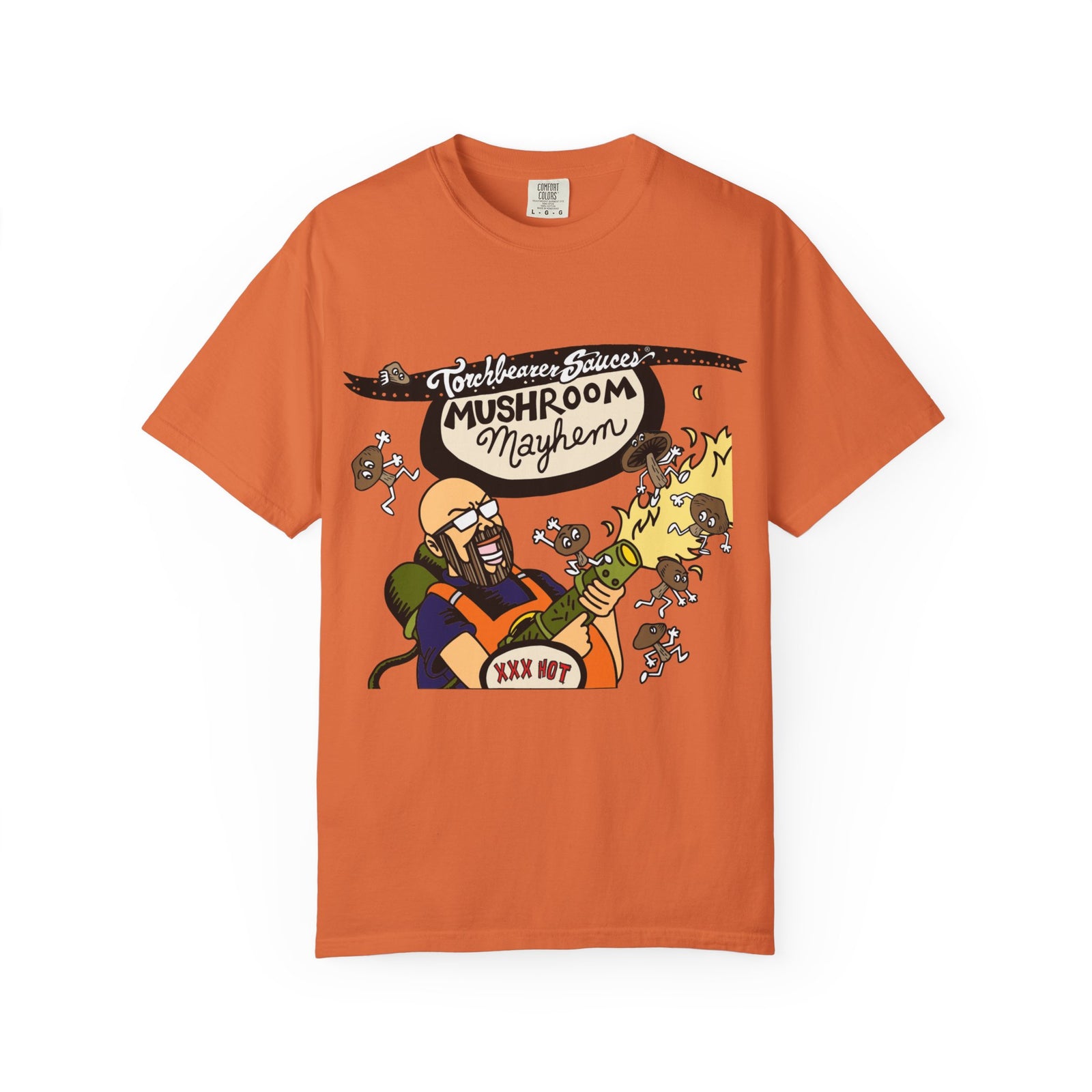 Mushroom Mayhem Character T-shirt (multiple colors available) - TorchBearer Sauces