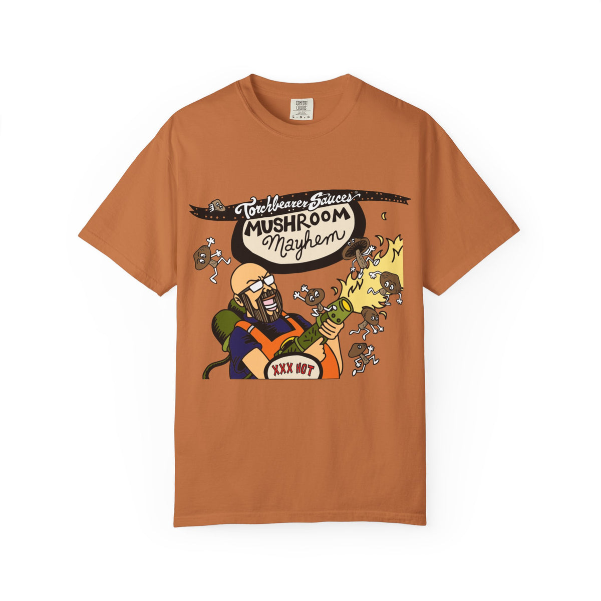 Mushroom Mayhem Character T-shirt (multiple colors available) - TorchBearer Sauces