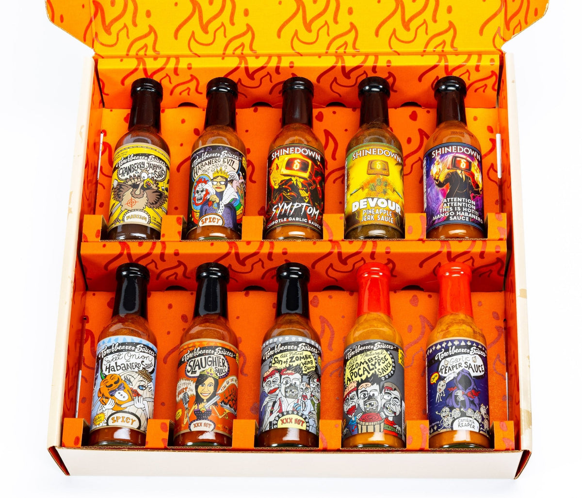 10-Bottle Box (FREE Shipping) hot sauce variety pack - TorchBearer Sauces