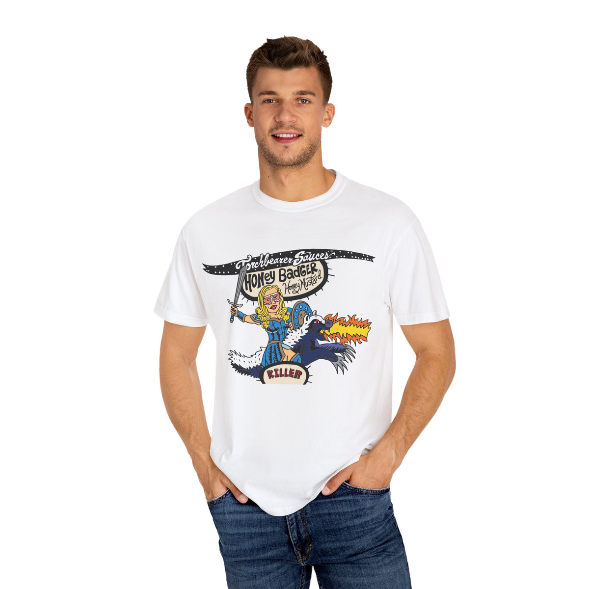 Honey Badger Character T-Shirt (multiple colors available) - TorchBearer Sauces