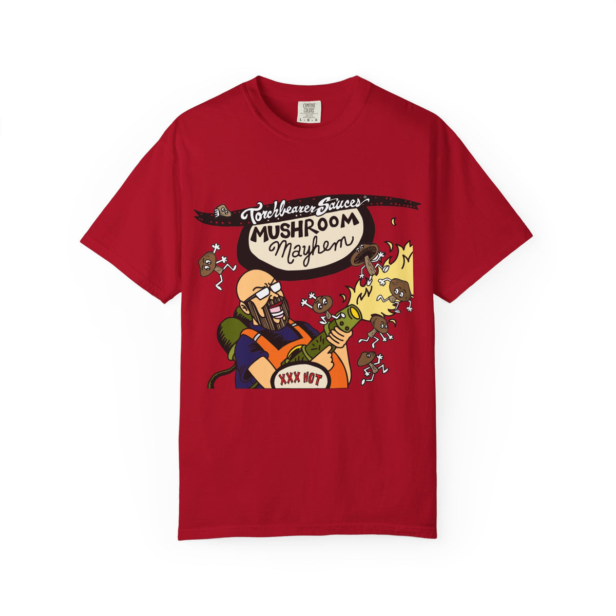 Mushroom Mayhem Character T-shirt (multiple colors available) - TorchBearer Sauces