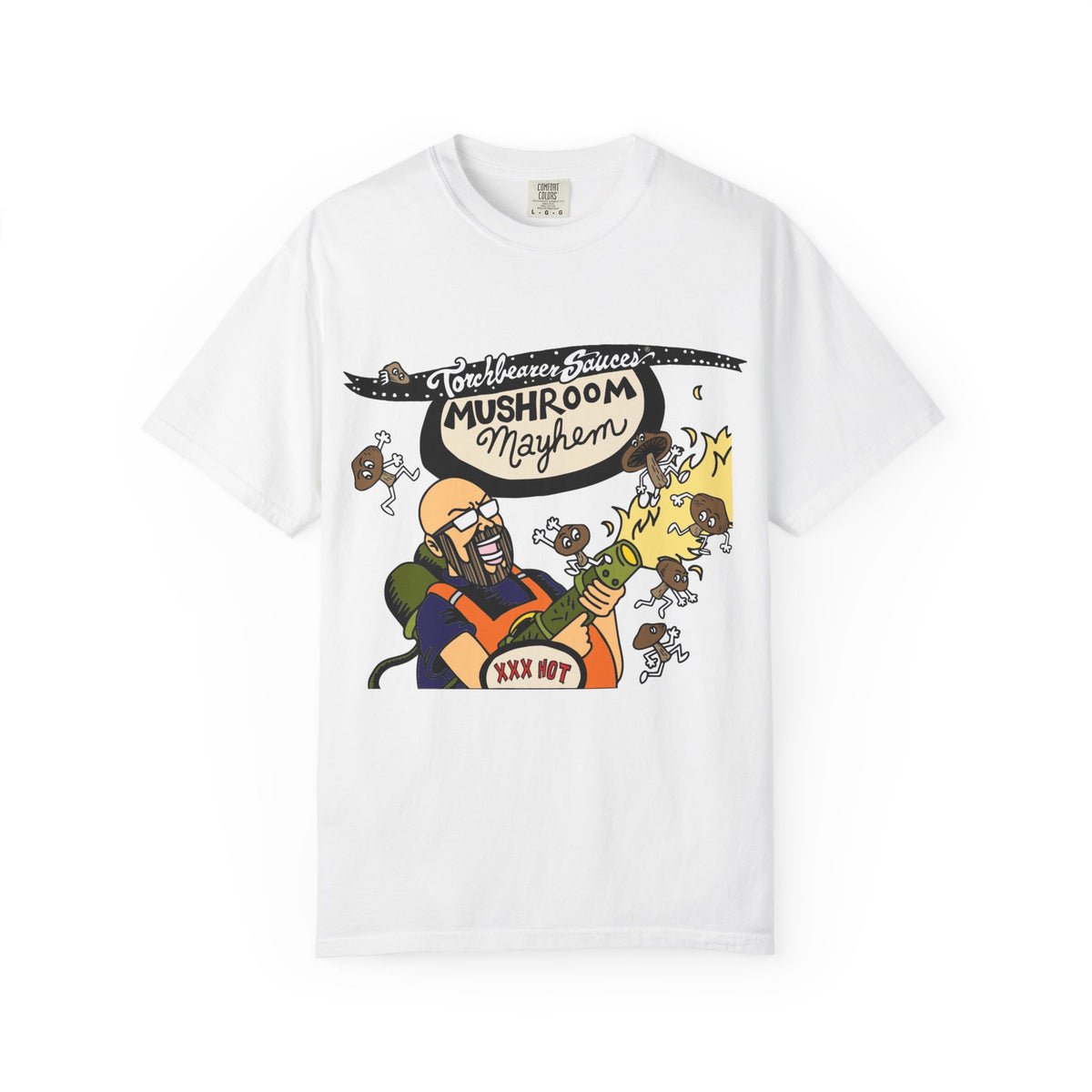 Mushroom Mayhem Character T-shirt (multiple colors available) - TorchBearer Sauces