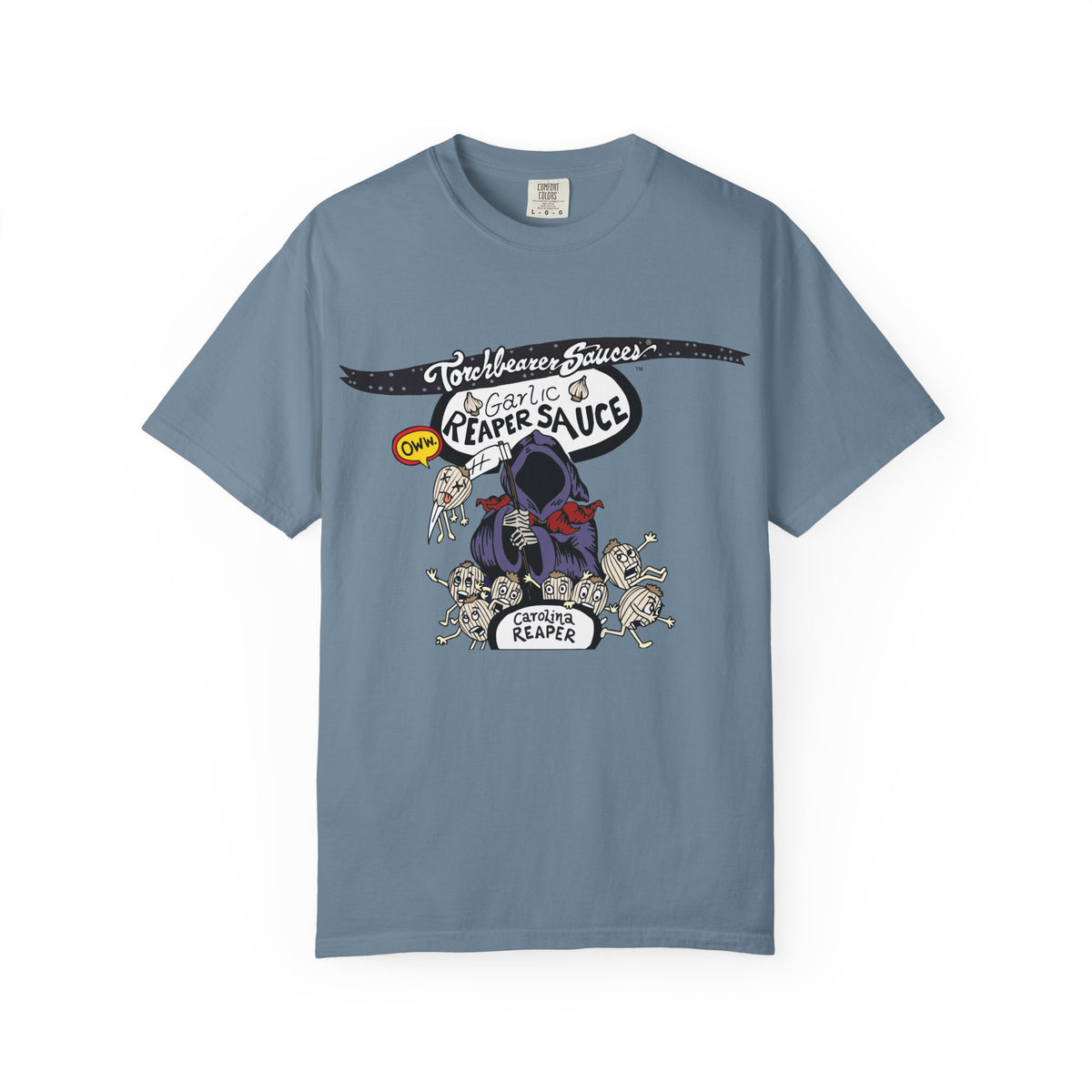 Garlic Reaper Character T-shirt (multiple colors available) - TorchBearer Sauces