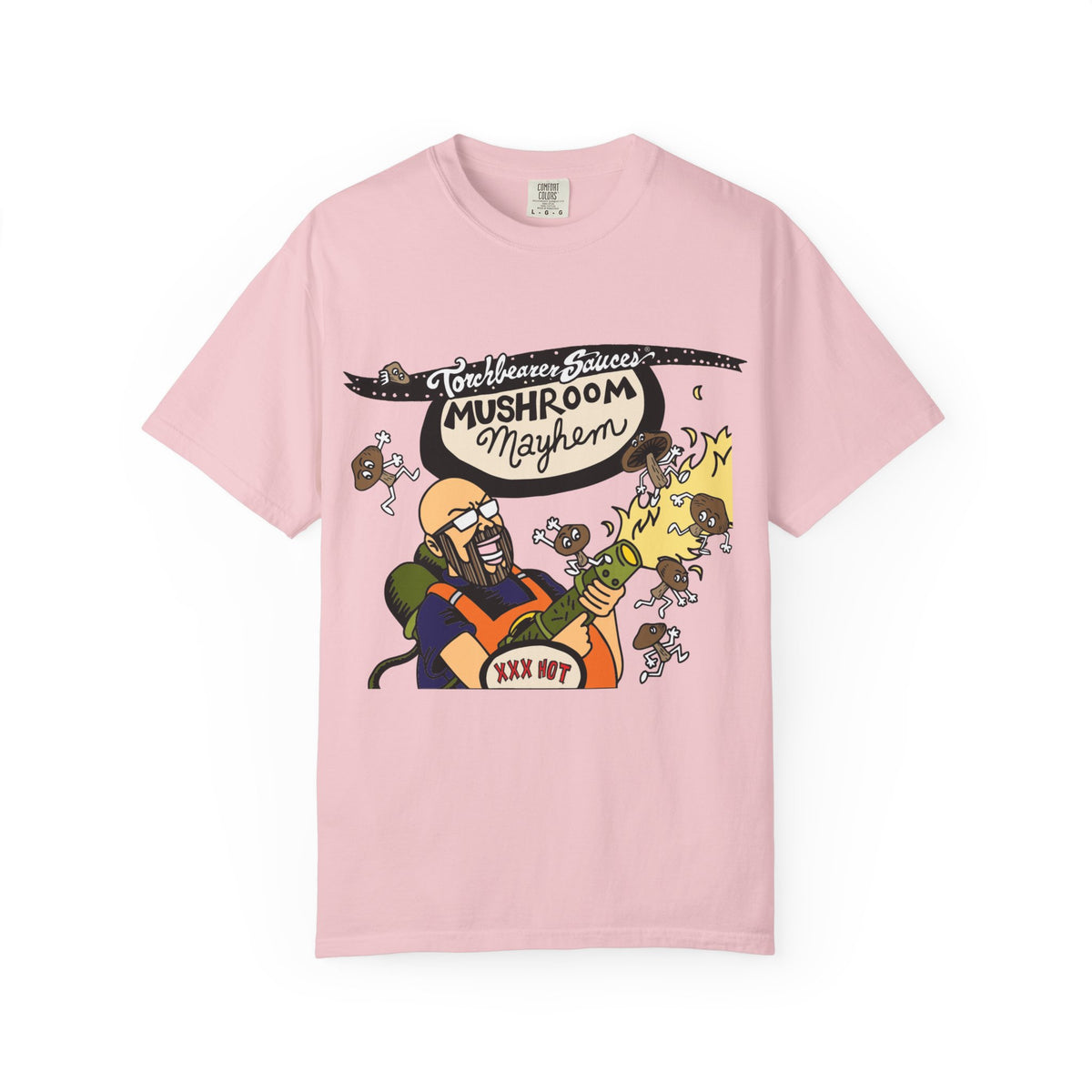 Mushroom Mayhem Character T-shirt (multiple colors available) - TorchBearer Sauces