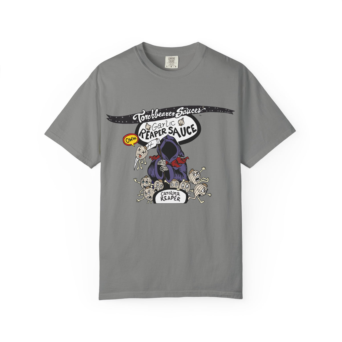 Garlic Reaper Character T-shirt (multiple colors available) - TorchBearer Sauces