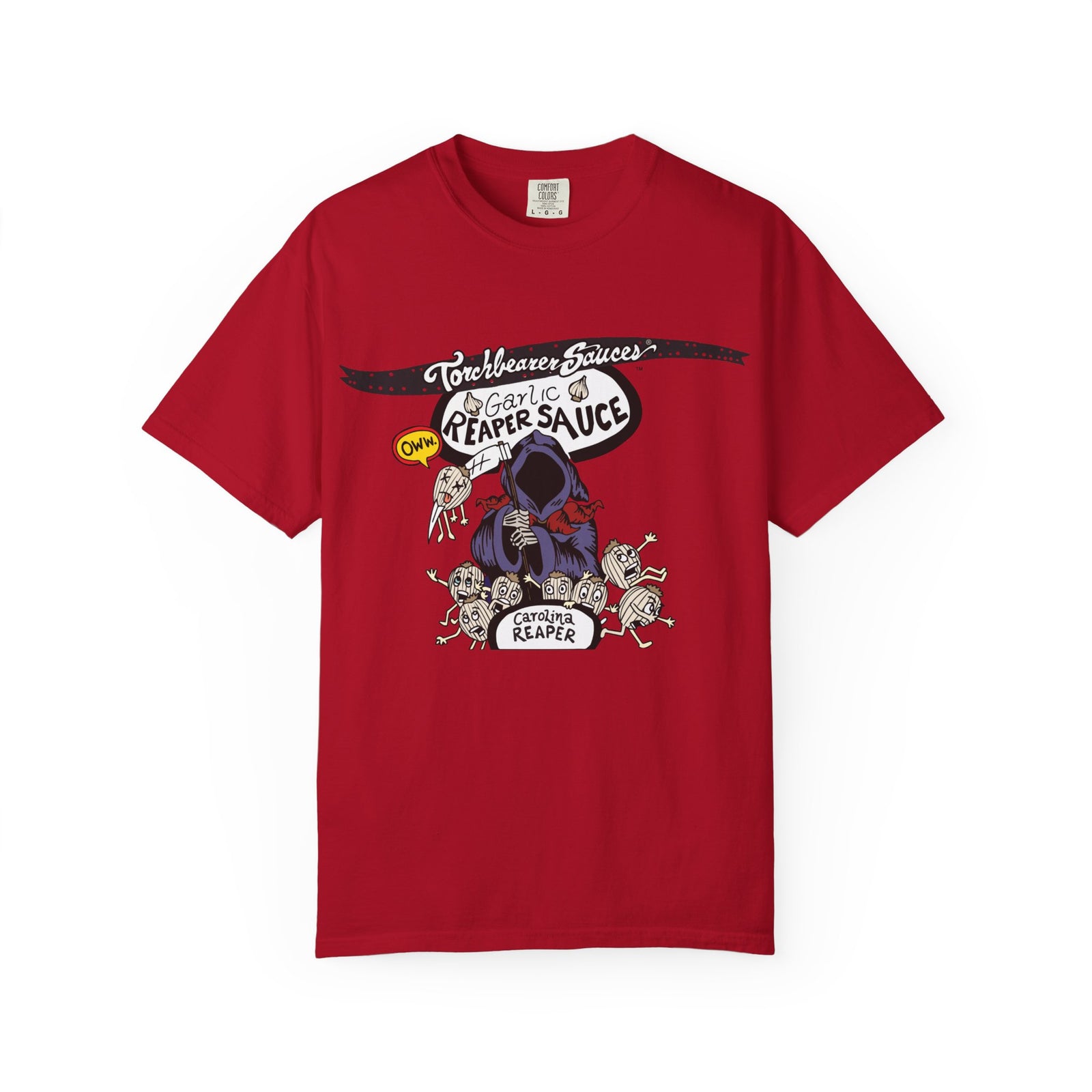 Garlic Reaper Character T-shirt (multiple colors available) - TorchBearer Sauces