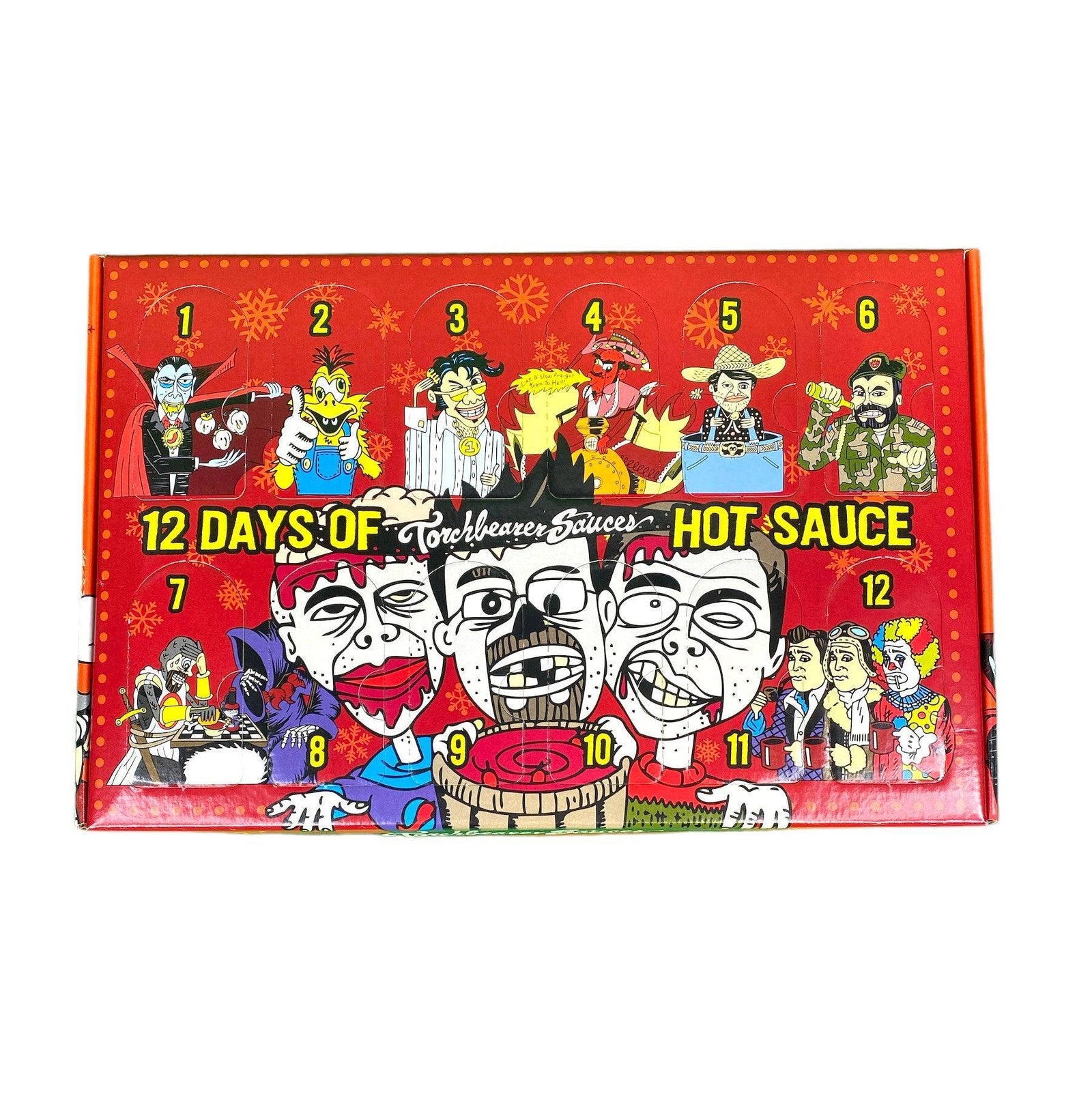12 Days of Hot Sauce Advent Calendar - Mini Bottle Calendar (Character Version) - TorchBearer Sauces