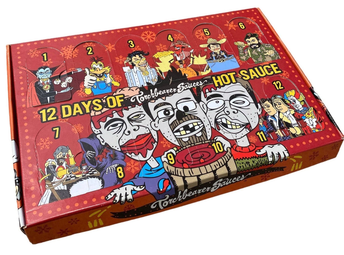 12 Days of Hot Sauce Mini Bottle Calendar (Character Version) - TorchBearer Sauces