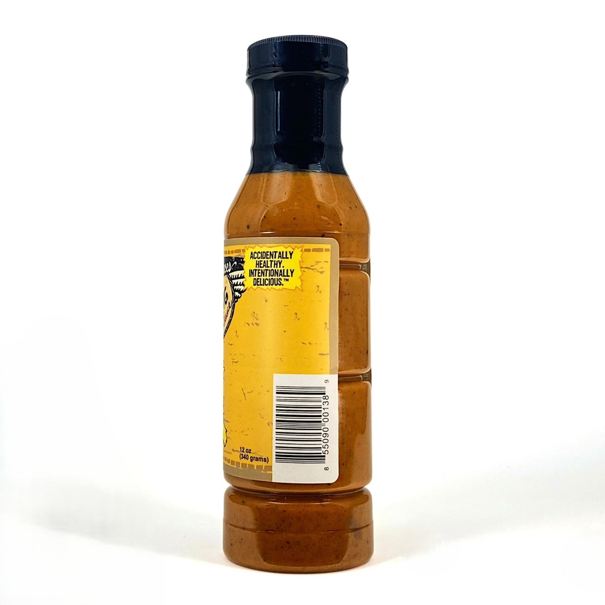 Buffalo wing sauce bottle side view with barcode
