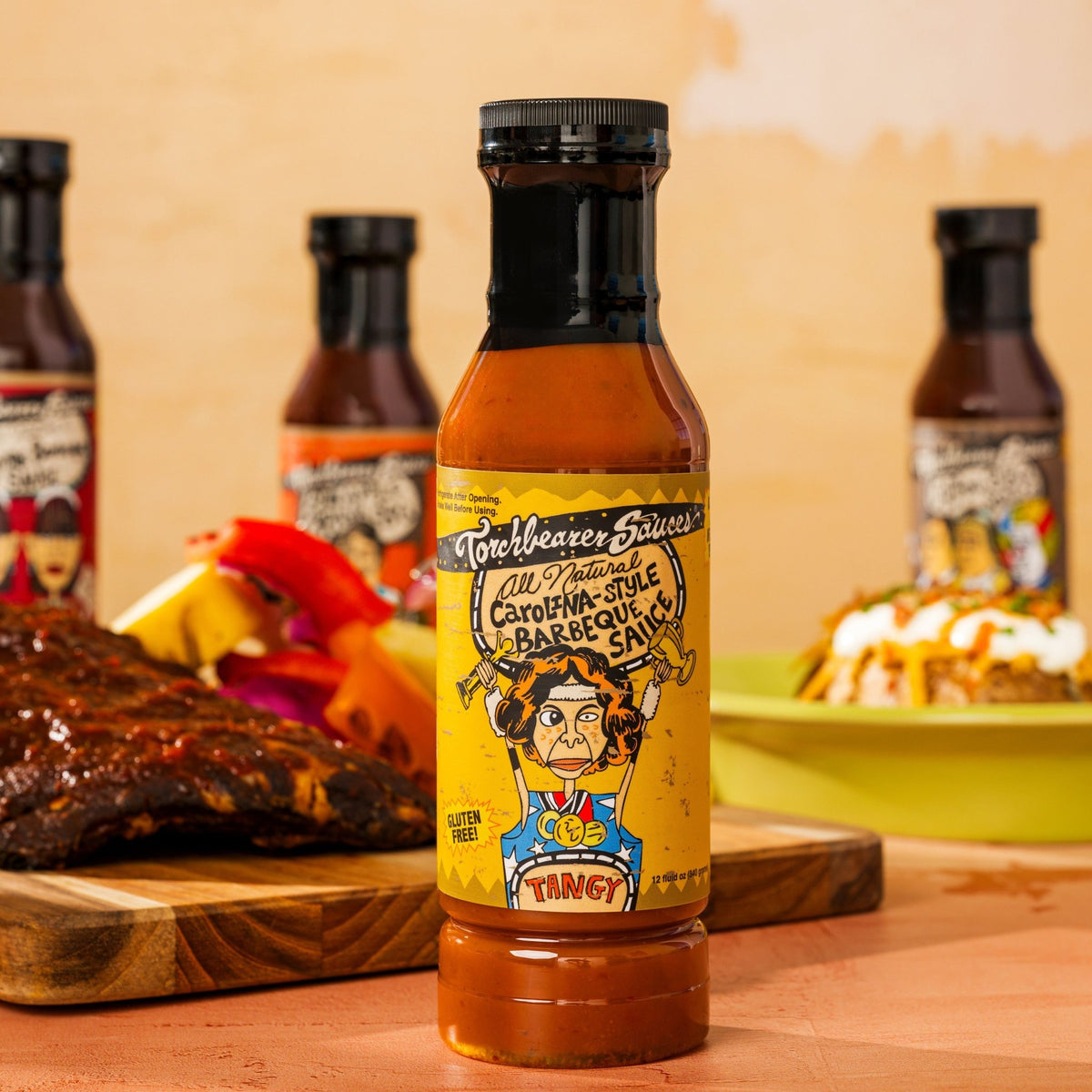 TorchBearer Carolina Style BBQ Sauce with grilled food