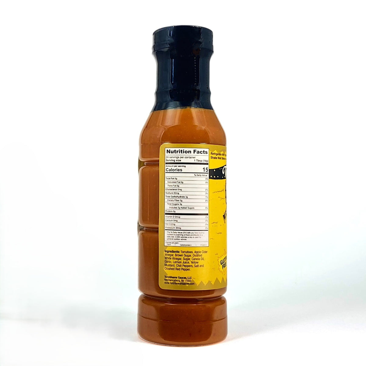 Carolina Style BBQ Sauce bottle showing nutrition facts and ingredients label