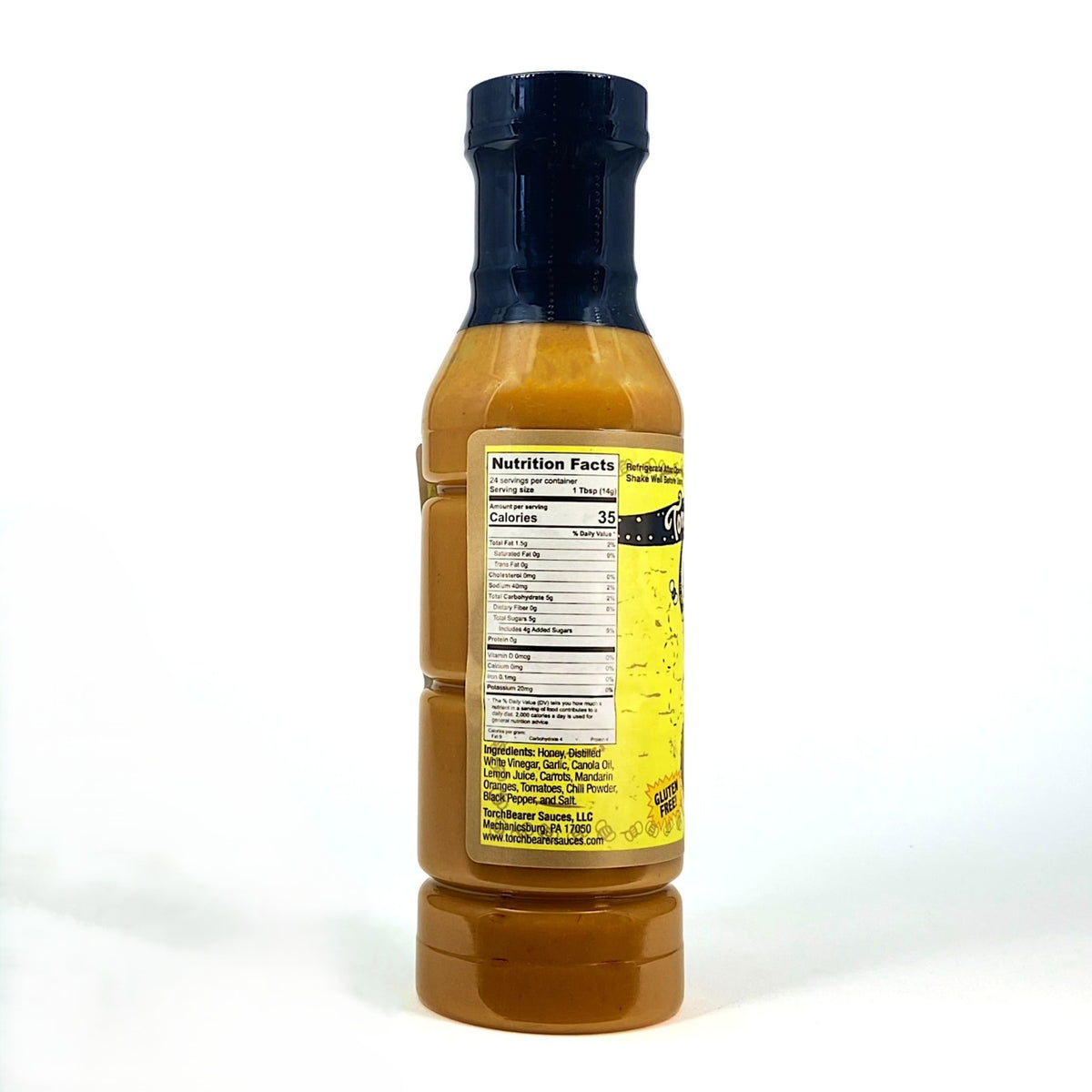 Honey Garlic Sauce bottle showing nutrition facts and ingredients label
