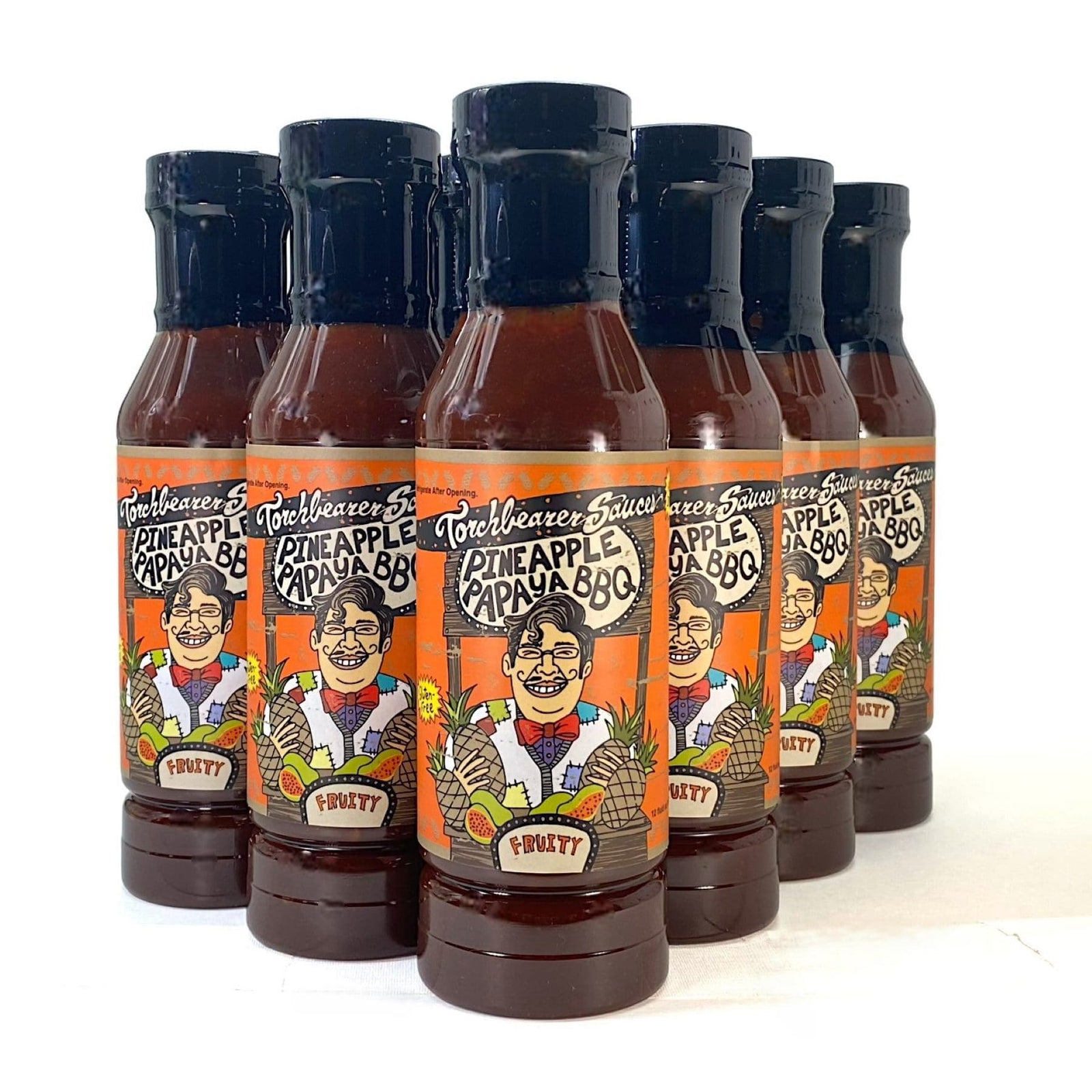 Pineapple papaya BBQ sauce case with 12 Pineapple Papaya bottles