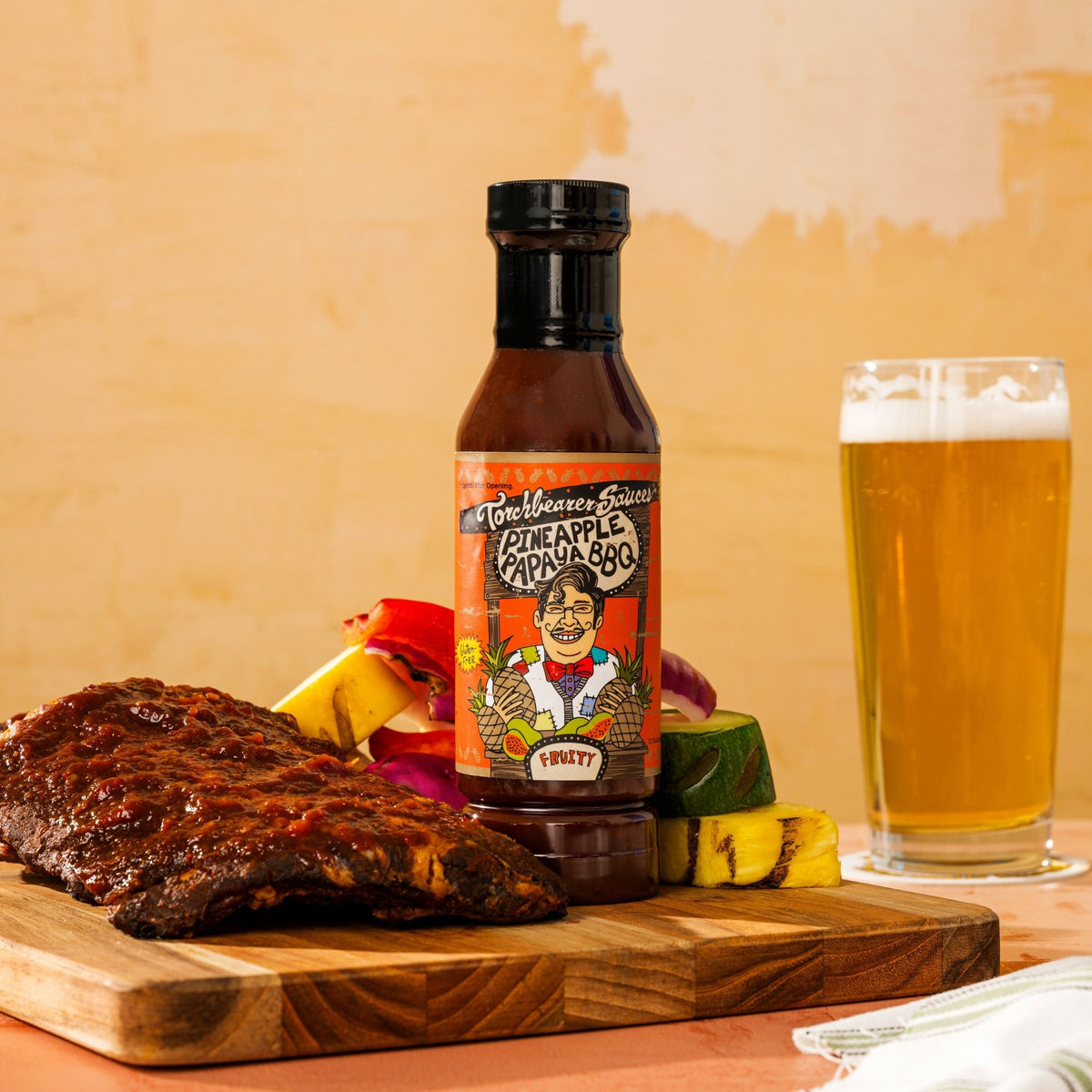 TorchBearer's Pineapple Papaya BBQ sauce with ribs