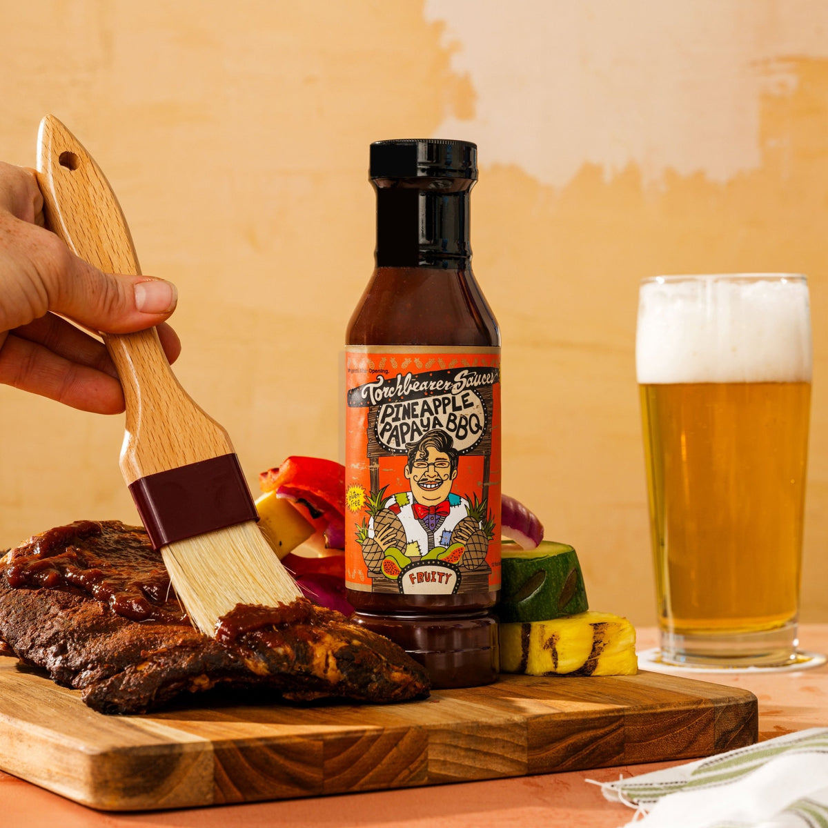 TorchBearer's Pineapple Papaya BBQ sauce with ribs