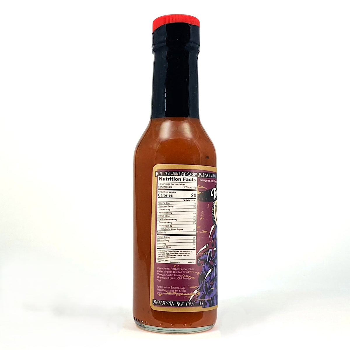 Plum Reaper | Sweet Plum Hot Sauce side view ingredients label
