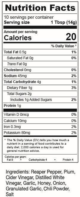 Plum Reaper™ ingredients label