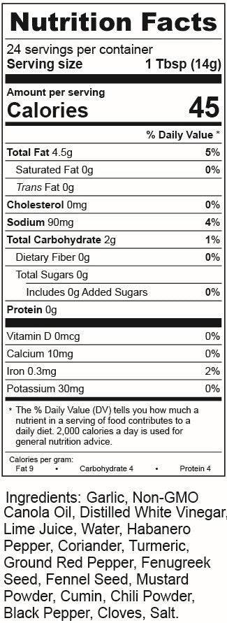 Psycho Curry Sauce ingredients label