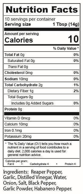 Carolina Reaper hot sauce case ingredients
