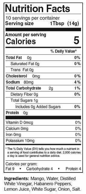 Shinedown’s Attention, Attention This is Hot!!! Mango Habanero Hot Sauce ingredients label
