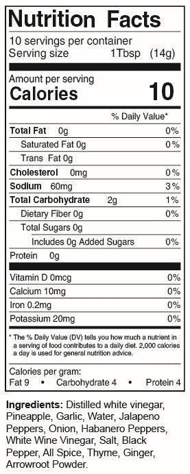 Shinedown Devour Pineapple Jerk nutrition label