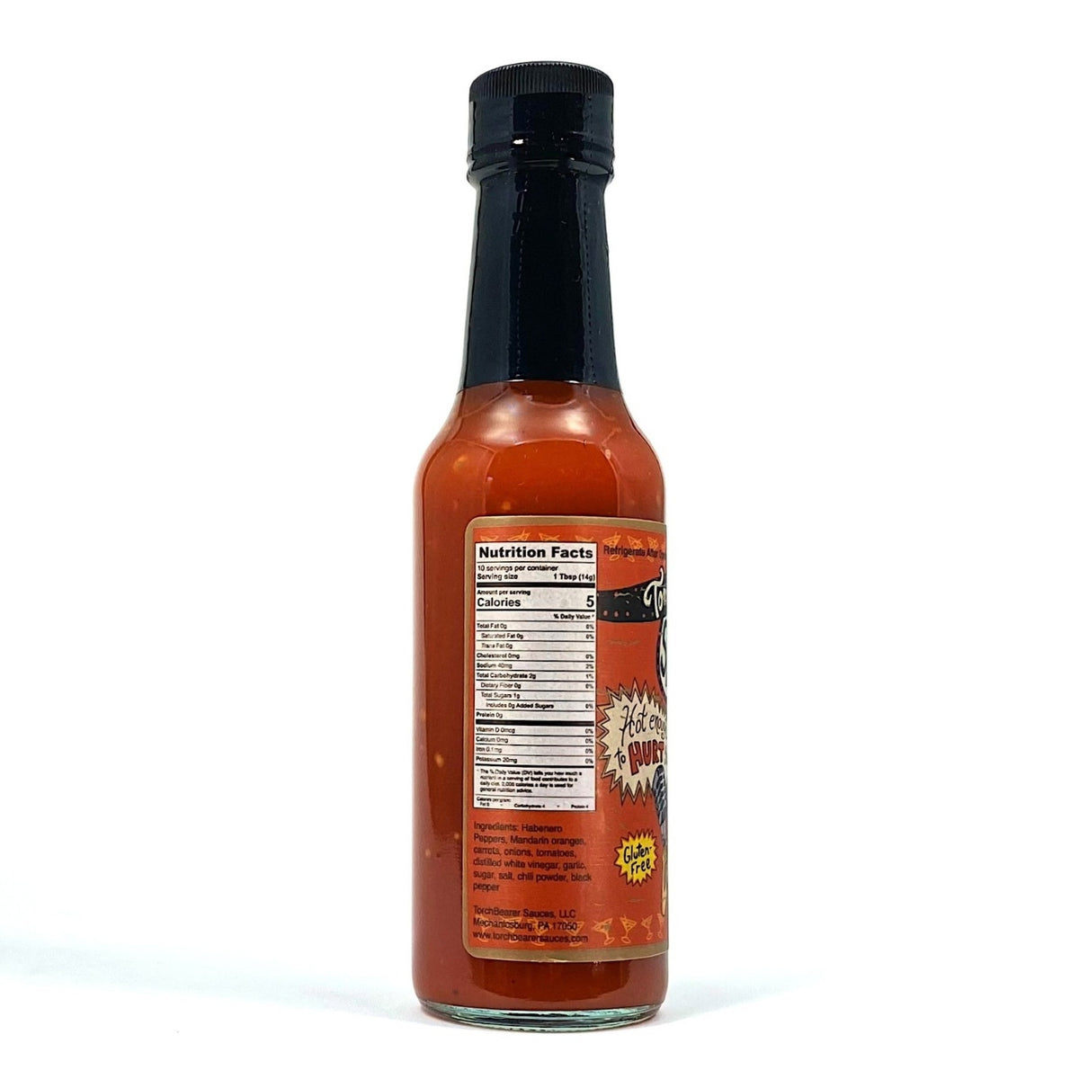 Habanero Slaughter Sauce™ bottle showing nutrition facts and ingredients label