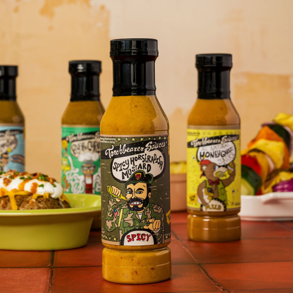 Spicy Horseradish Mustard Sauce with other sauces in background