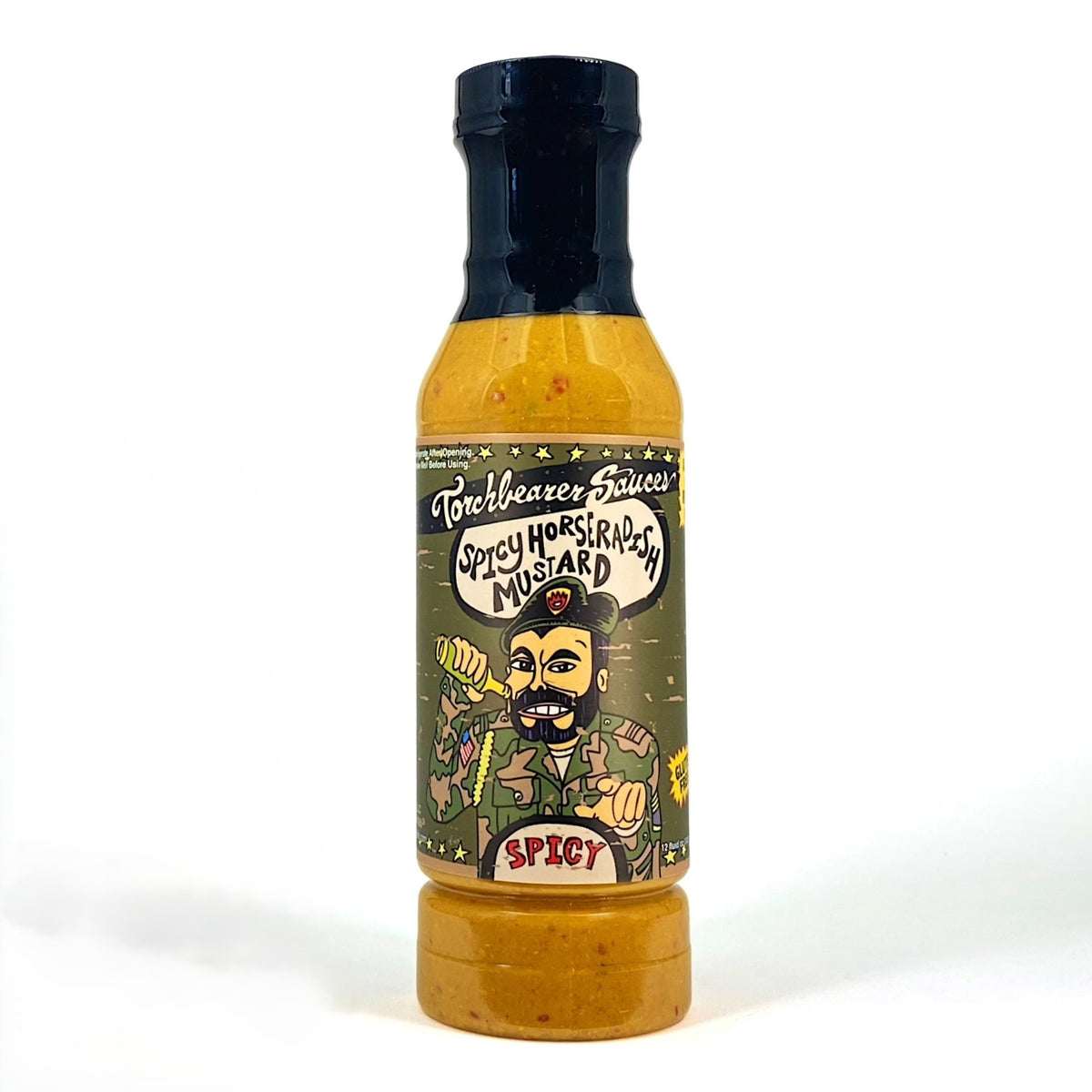 Spicy Horseradish Mustard Sauce front of bottle