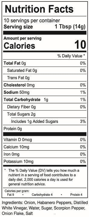 Sweet Onion Habanero Sauce ingredients
