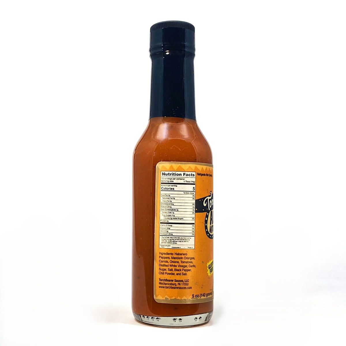 Tarnation Sauce™ side view with ingredients label