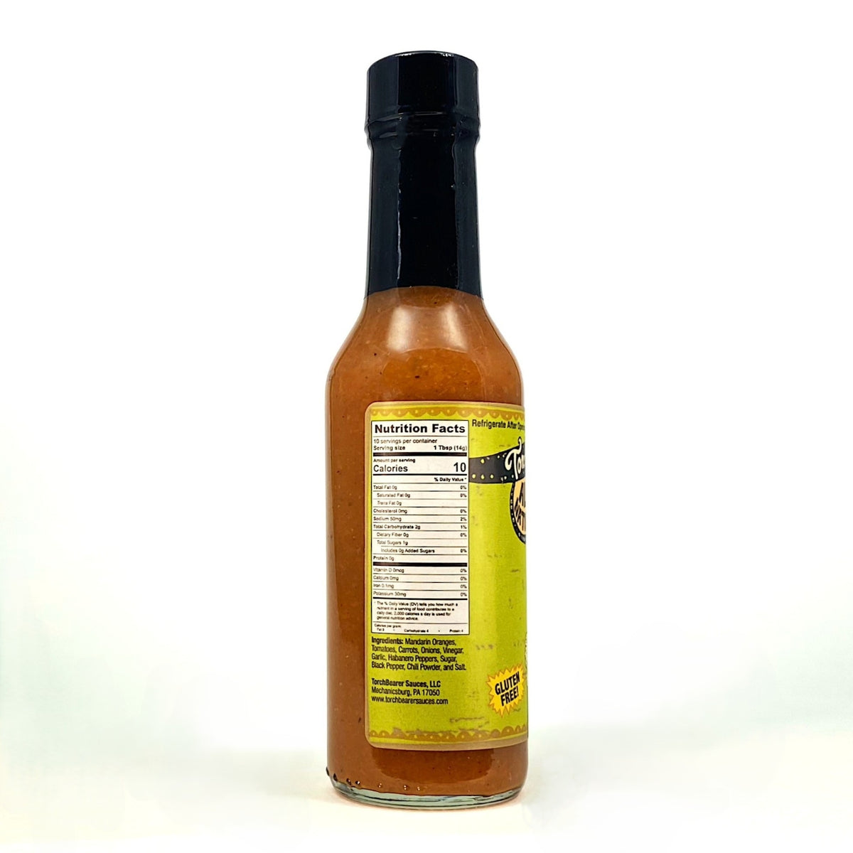 Tingly Sauce™ bottle showing nutrition facts and ingredients label