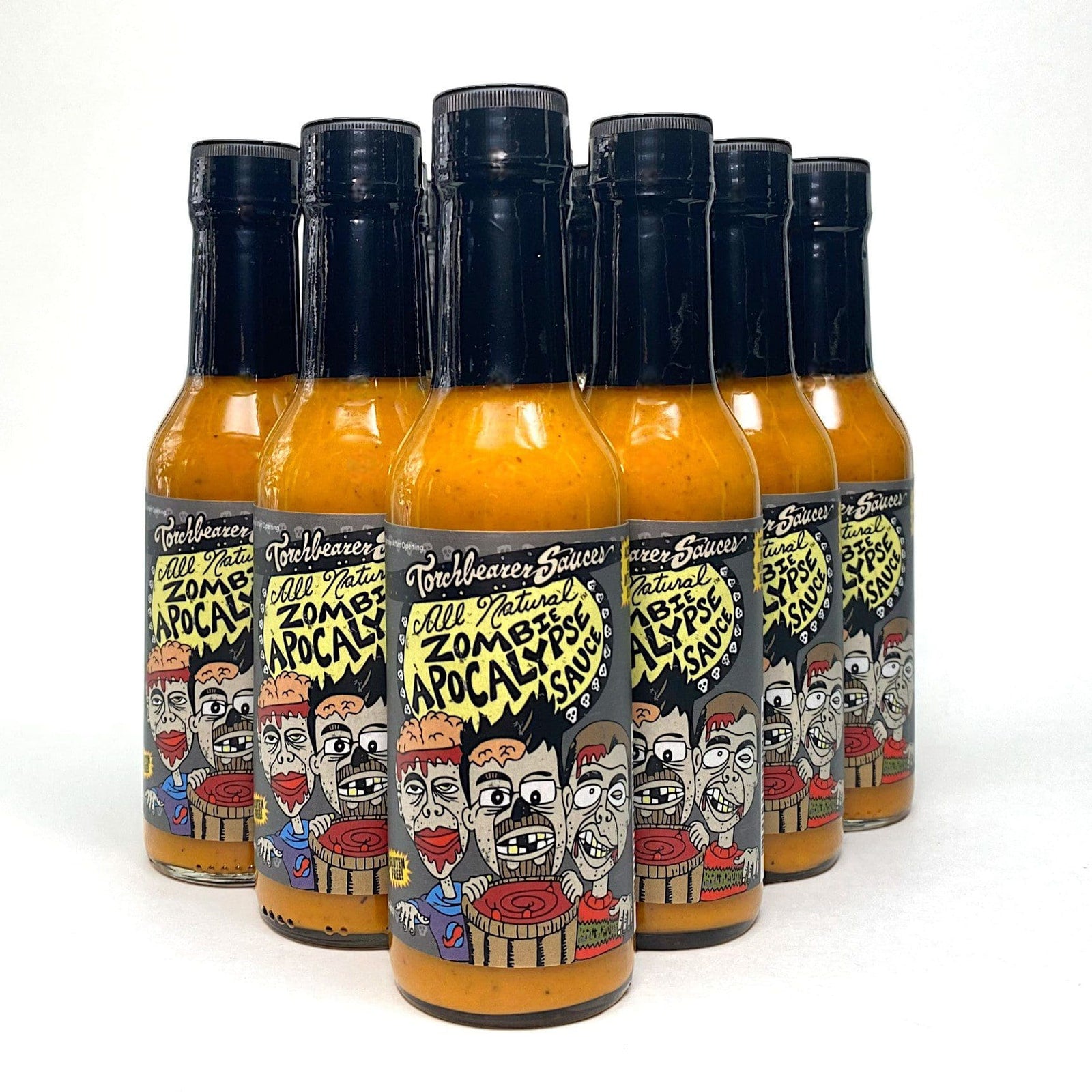Ghost Pepper hot sauce case with 12 Zombie Apocalypse bottles